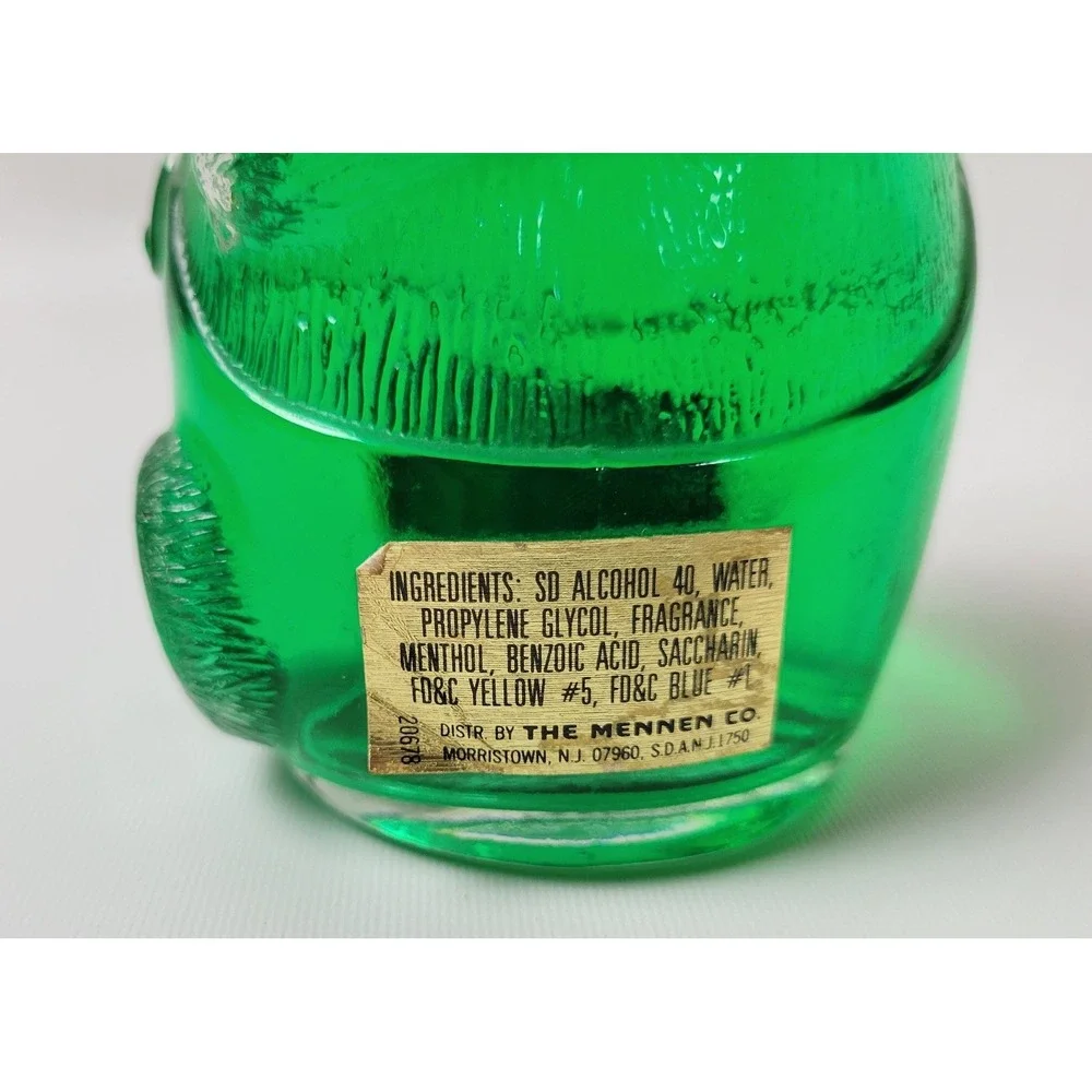 Vintage Mennen‎ Skin Bracer After Shave Bear Glass Bottle Decanter 7oz Green